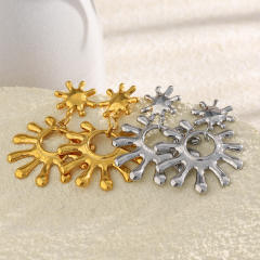 18KG hot sale sun shape hollow stainless steel earrings