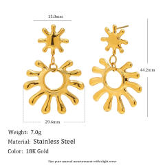 18KG hot sale sun shape hollow stainless steel earrings
