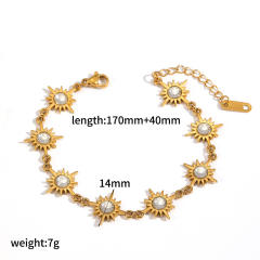18K gold stainless steel bracelet sunflower pearl bracelet