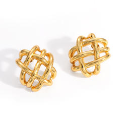 Hot sale unique hollow out stainless steel c shape earrings chunky earrings