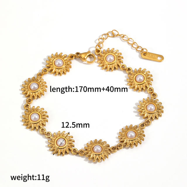 18K gold stainless steel bracelet sunflower pearl bracelet