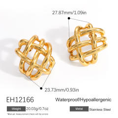 Hot sale unique hollow out stainless steel c shape earrings chunky earrings