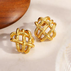 Hot sale unique hollow out stainless steel c shape earrings chunky earrings