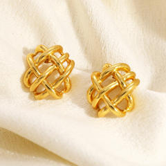 Hot sale unique hollow out stainless steel c shape earrings chunky earrings