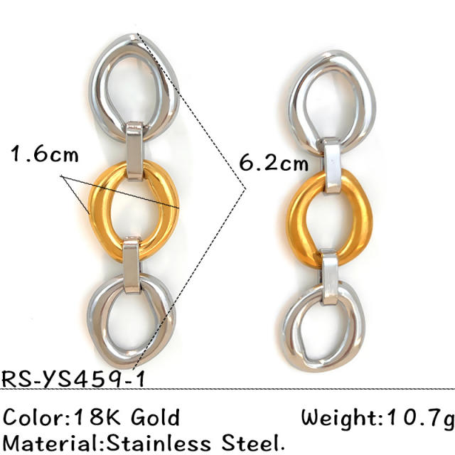 Hot sale mix color geometric heart circle stainless steel earrings