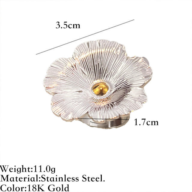 Mix color hot sale stainless steel rings heart flower rings for women