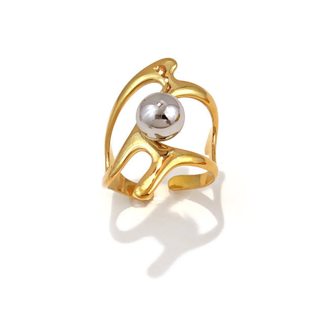 304 stainless steel rings mix color bead gemoetric line finger rings