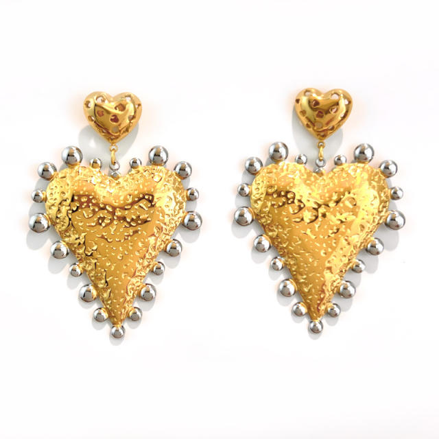 18KG mix color geometric heart circel stainless steel earrings dangle earrings