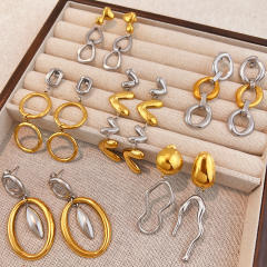 Hot sale mix color geometric heart circle stainless steel earrings