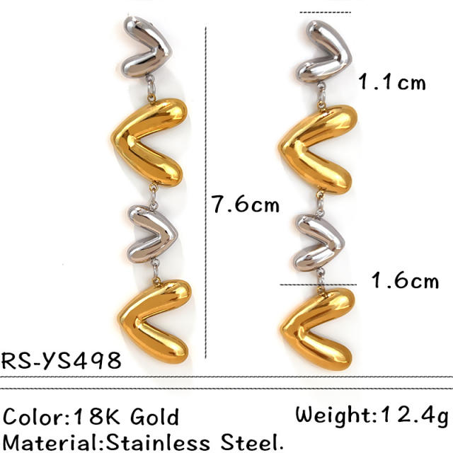Hot sale mix color geometric heart circle stainless steel earrings