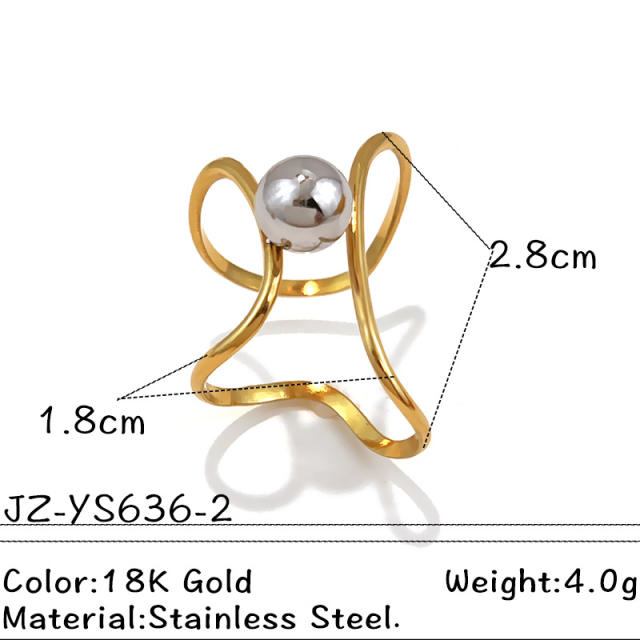 304 stainless steel rings mix color bead gemoetric line finger rings
