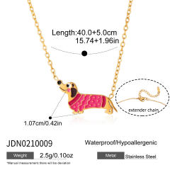 Sweet red enamel poppy stainless steel necklace bracelet set