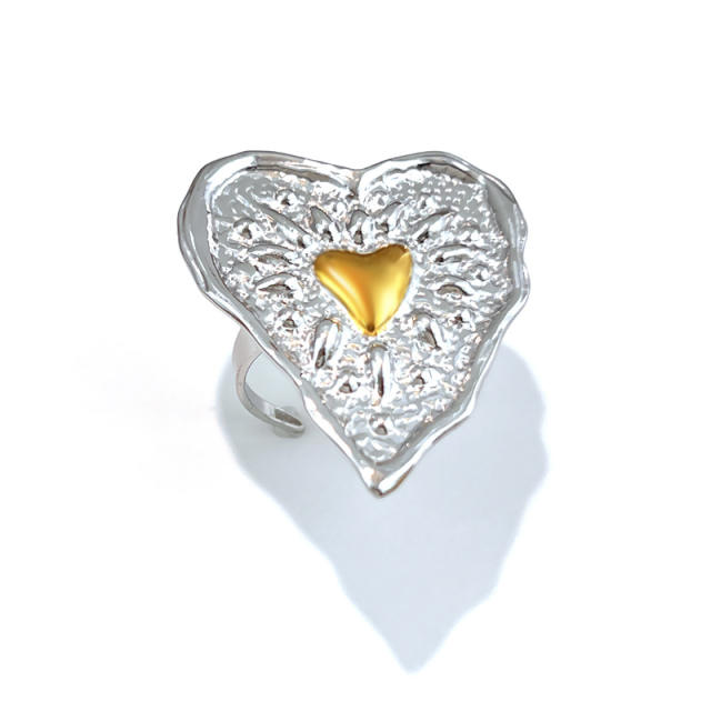 Mix color hot sale stainless steel rings heart flower rings for women
