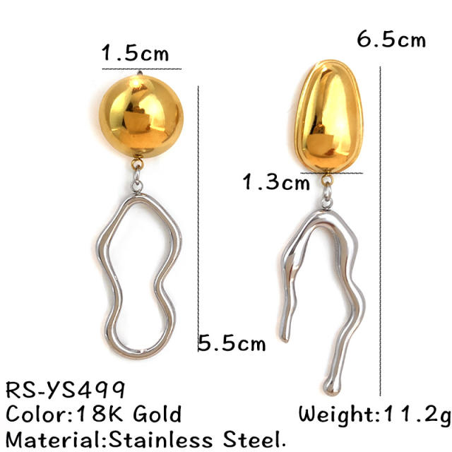 Hot sale mix color geometric heart circle stainless steel earrings