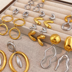 Hot sale mix color geometric heart circle stainless steel earrings