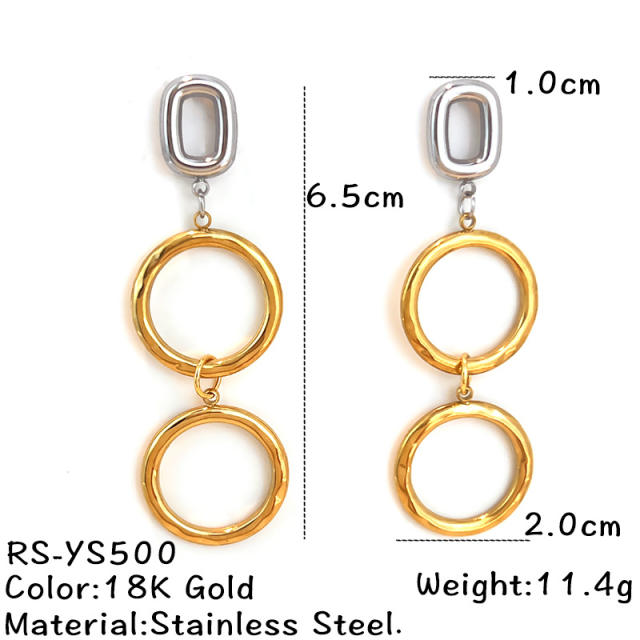 Hot sale mix color geometric heart circle stainless steel earrings