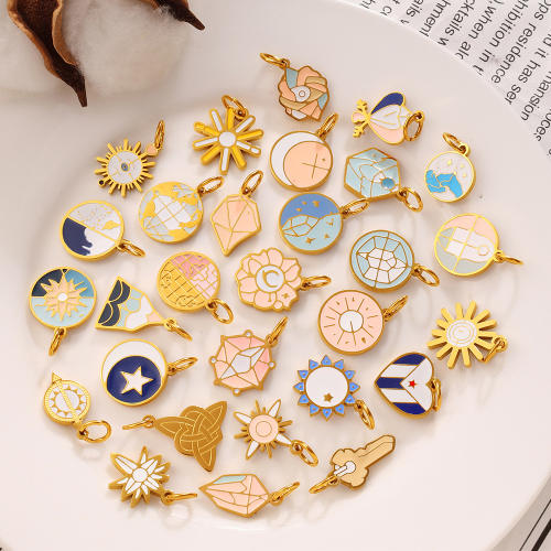 Dreamy Star and Moon Elements Fashion Sun and Moon stainless steel charm diy jewelry accessory