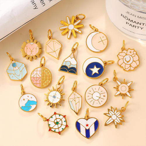 Dreamy Star and Moon Elements Fashion Sun and Moon stainless steel charm diy jewelry accessory