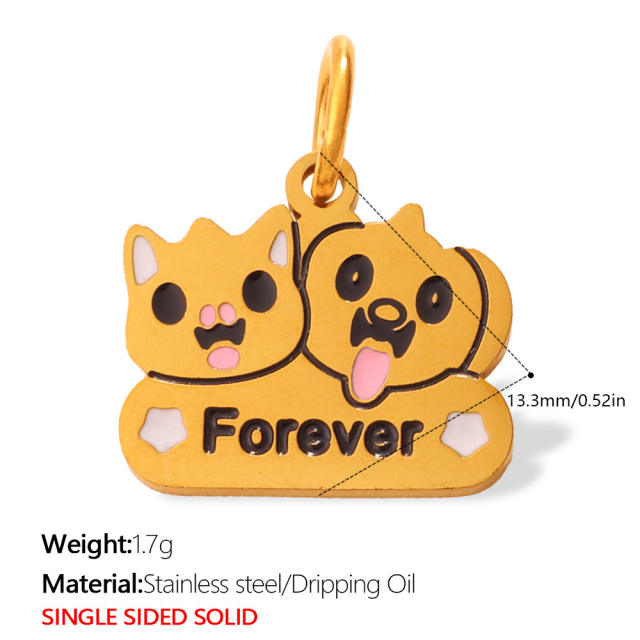 Cute pet heart-shaped dog paw print pendant stainless steel charm diy jewelry accessory