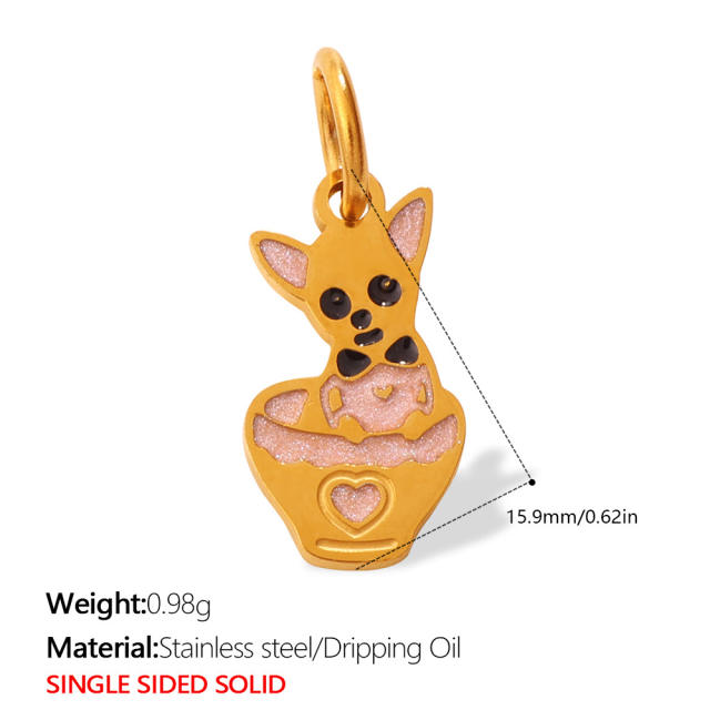 Cute pet heart-shaped dog paw print pendant stainless steel charm diy jewelry accessory