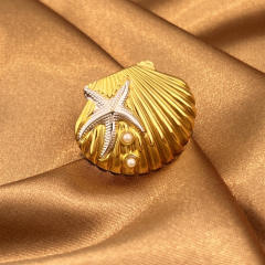 Winter jewelry color mix shell flower stainless steel rings