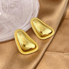 Geometric triangle shape mix color basic stainless steel earrings