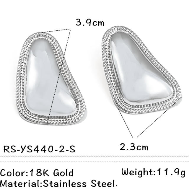 Geometric triangle shape mix color basic stainless steel earrings