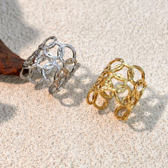Hollow out mix color stainless steel rings