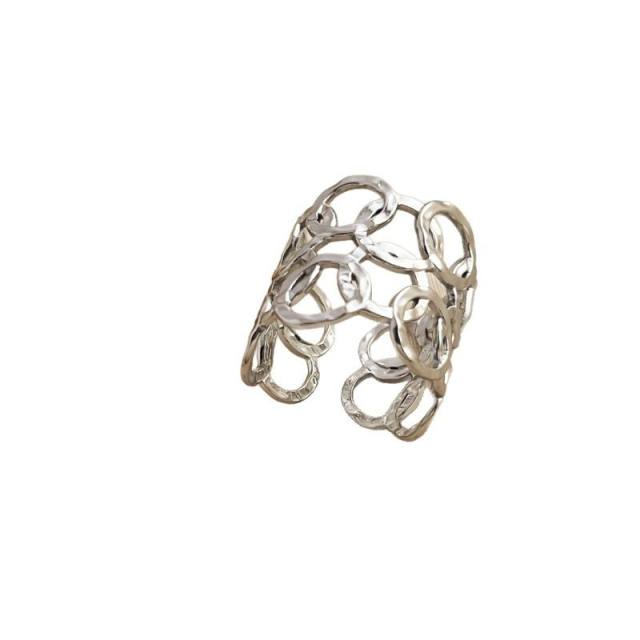 Hollow out mix color stainless steel rings