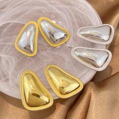 Geometric triangle shape mix color basic stainless steel earrings