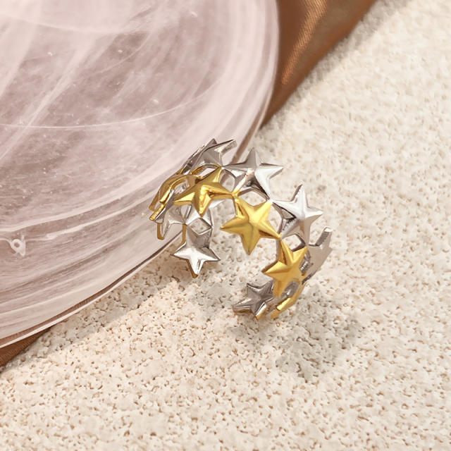 Color mix star shape stainless steel rings