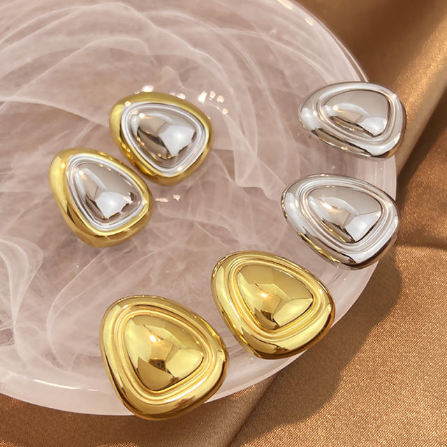 Stainless Steel Earrings Geometric Glossy Light Luxury Earrings for Women
