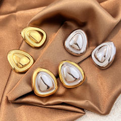Stainless Steel Earrings Geometric Glossy Light Luxury Earrings for Women