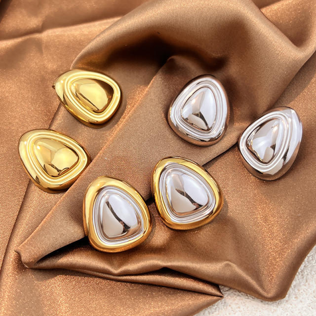 Stainless Steel Earrings Geometric Glossy Light Luxury Earrings for Women