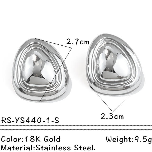 Stainless Steel Earrings Geometric Glossy Light Luxury Earrings for Women