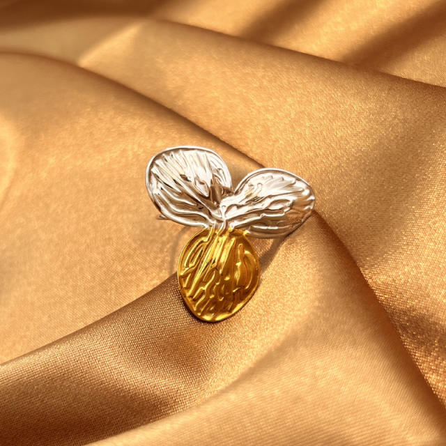 Winter jewelry color mix shell flower stainless steel rings