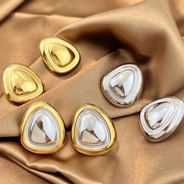 Stainless Steel Earrings Geometric Glossy Light Luxury Earrings for Women