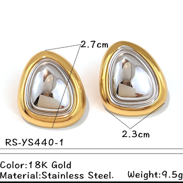 Stainless Steel Earrings Geometric Glossy Light Luxury Earrings for Women
