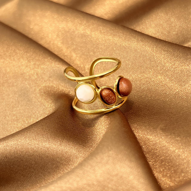 Winter jewelry color mix shell flower stainless steel rings