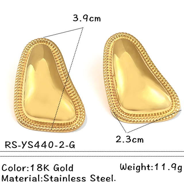 Geometric triangle shape mix color basic stainless steel earrings