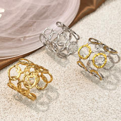 Hollow out mix color stainless steel rings