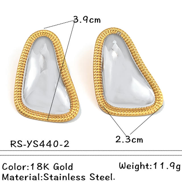 Geometric triangle shape mix color basic stainless steel earrings