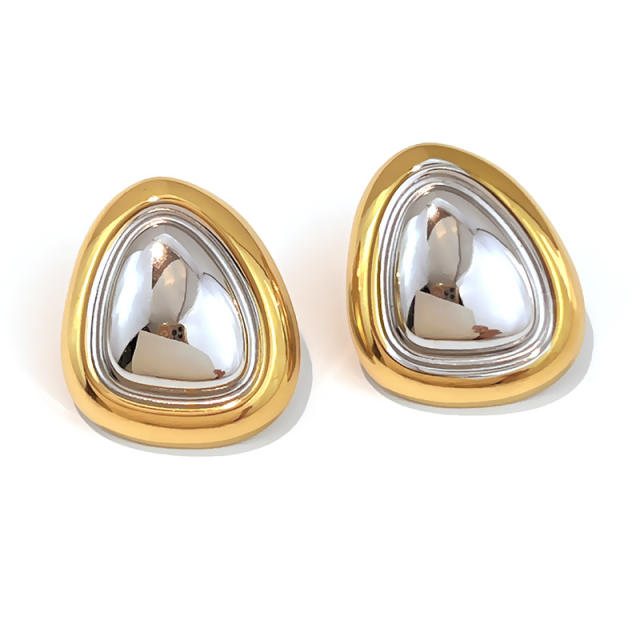 Stainless Steel Earrings Geometric Glossy Light Luxury Earrings for Women