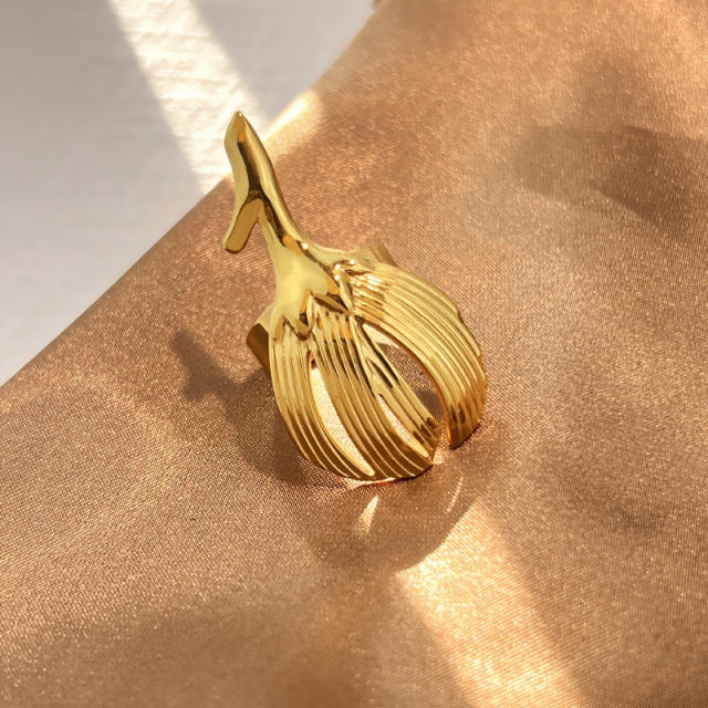 Hot sale holiday vacation flower leaf shape stainless steel rings