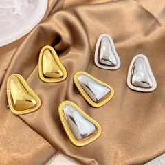 Geometric triangle shape mix color basic stainless steel earrings