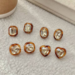 Retro Amber Zircon Geometric Earrings Collection Women's Stylish ear studs