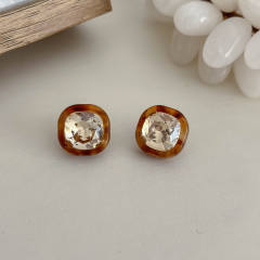 Retro Amber Zircon Geometric Earrings Collection Women's Stylish ear studs