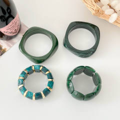Resin Bracelet Set for Women Exaggerated Bracelets Retro Geometric Jewelry Accessories