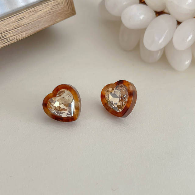Retro Amber Zircon Geometric Earrings Collection Women's Stylish ear studs
