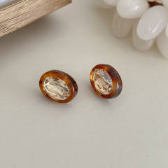 Retro Amber Zircon Geometric Earrings Collection Women's Stylish ear studs